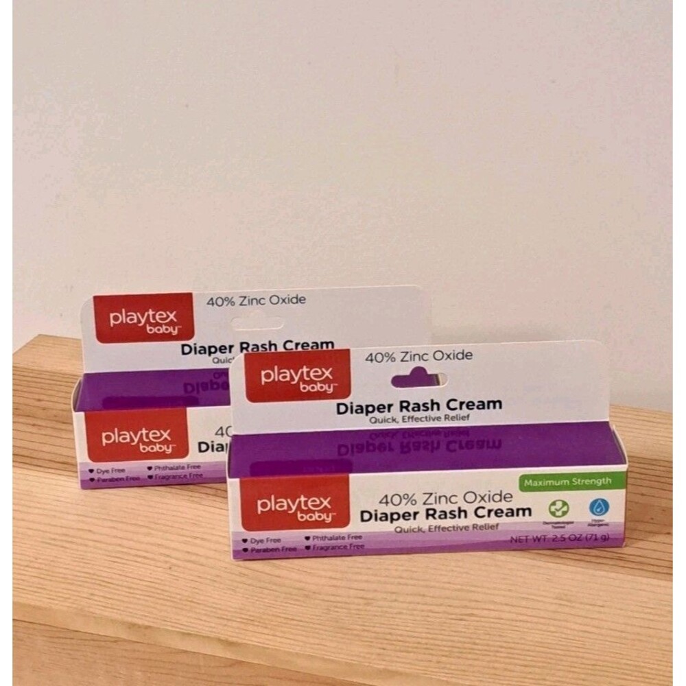 Playtex Baby Bundle of Two Diaper Rash Cream 40% Zinc Oxide 2.5 OZ.
